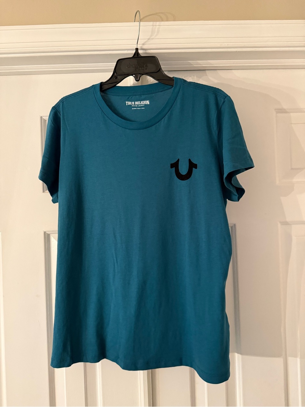 True Religion Teal Short Sleeve Crew Tee with Black Logo